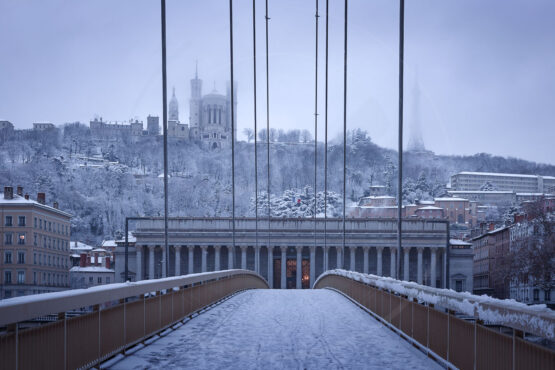Passerelle du Palais de Justice sous la neige- Lyon